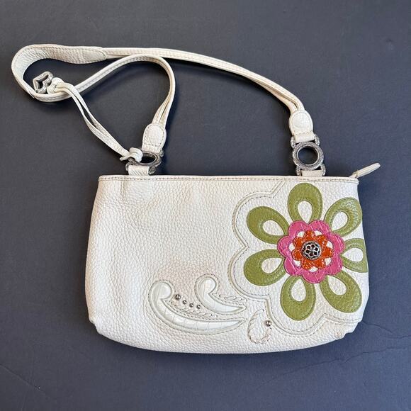 Brighton‎ Joya Floral Leather Small Crossbody Bag Y2K Applique EUC - Picture 1 of 14